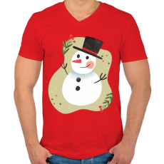 PRINTFASHION Hóember - Férfi V-nyakú póló - Piros