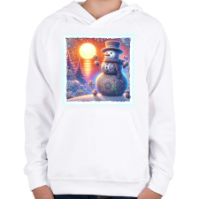PRINTFASHION Hóember - Gyerek kapucnis pulóver - Fehér gyerek pulóver, kardigán