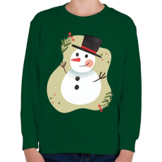 PRINTFASHION Hóember - Gyerek pulóver - Sötétzöld