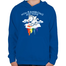 PRINTFASHION Hogyan készül a szivárvány - Gyerek kapucnis pulóver - Királykék