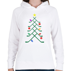 PRINTFASHION Hoki karácsonyfa - Női kapucnis pulóver - Fehér
