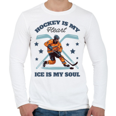 PRINTFASHION Hokista szív - Férfi hosszú ujjú póló - Fehér