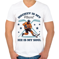 PRINTFASHION Hokista szív - Férfi V-nyakú póló - Fehér férfi póló