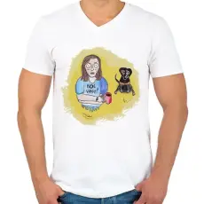 PRINTFASHION Hol vagy - Férfi V-nyakú póló - Fehér