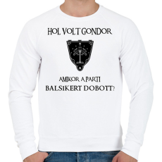 PRINTFASHION Hol volt Gondor? (balsiker) - Férfi pulóver - Fehér