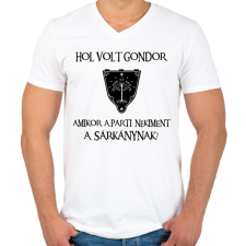 PRINTFASHION Hol volt Gondor? (sárkány) - Férfi V-nyakú póló - Fehér férfi póló