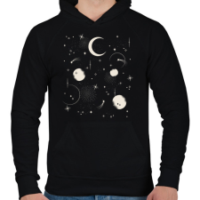 PRINTFASHION Hold és csillagok - Férfi kapucnis pulóver - Fekete férfi pulóver, kardigán