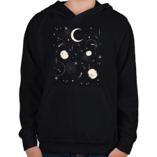 PRINTFASHION Hold és csillagok - Gyerek kapucnis pulóver - Fekete gyerek pulóver, kardigán