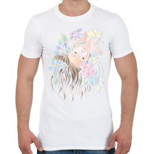 PRINTFASHION Hölgy virágokkal - Férfi póló - Fehér férfi póló