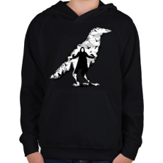 PRINTFASHION Holló - Gyerek kapucnis pulóver - Fekete