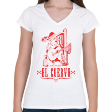 PRINTFASHION Holló - Női V-nyakú póló - Fehér női póló