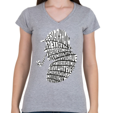 PRINTFASHION Holmes - Női V-nyakú póló - Sport szürke