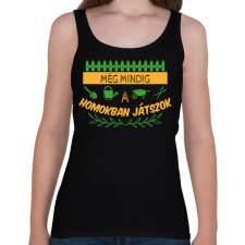 PRINTFASHION Homokban játszok - Kertész - Női atléta - Fekete női trikó