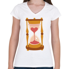 PRINTFASHION Homokóra - Női V-nyakú póló - Fehér
