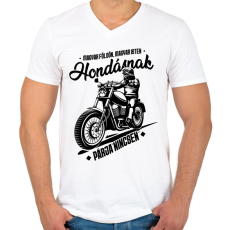 PRINTFASHION Hondásnak párja nincsen - Férfi V-nyakú póló - Fehér