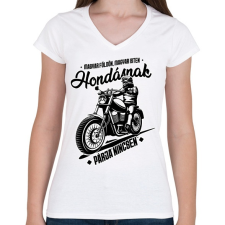 PRINTFASHION Hondásnak párja nincsen - Női V-nyakú póló - Fehér női póló