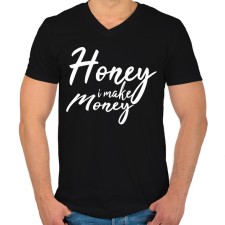 PRINTFASHION Honey I make money - Férfi V-nyakú póló - Fekete férfi póló