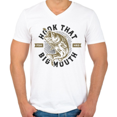 PRINTFASHION Hook that big mouth - Férfi V-nyakú póló - Fehér