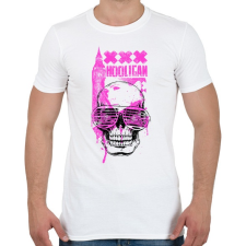 PRINTFASHION Hooligan Pink Skull - Férfi póló - Fehér férfi póló