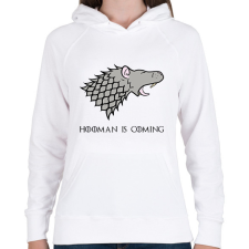 PRINTFASHION Hooman is coming - Női kapucnis pulóver - Fehér női pulóver, kardigán