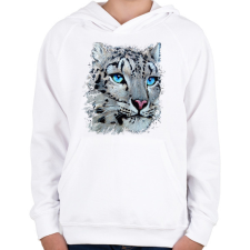 PRINTFASHION Hópárduc - kék szemmel - Gyerek kapucnis pulóver - Fehér gyerek pulóver, kardigán