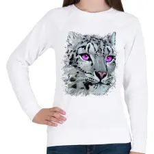 PRINTFASHION Hópárduc - lila szemmel - Női pulóver - Fehér női pulóver, kardigán