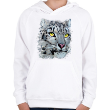 PRINTFASHION Hópárduc - sárga szemmel - Gyerek kapucnis pulóver - Fehér gyerek pulóver, kardigán