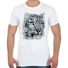 PRINTFASHION Hópárduc - zöld szemmel - Férfi póló - Fehér férfi póló