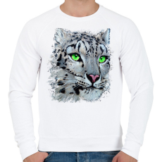 PRINTFASHION Hópárduc - zöld szemmel - Férfi pulóver - Fehér