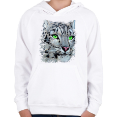 PRINTFASHION Hópárduc - zöld szemmel - Gyerek kapucnis pulóver - Fehér