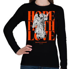 PRINTFASHION Hope Faith Love - Női hosszú ujjú póló - Fekete női póló