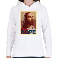 PRINTFASHION Hope - Női kapucnis pulóver - Fehér női pulóver, kardigán