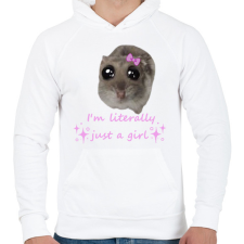 PRINTFASHION hörcsög meme - Férfi kapucnis pulóver - Fehér férfi pulóver, kardigán