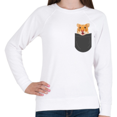 PRINTFASHION Hörcsög zsebben - Női pulóver - Fehér