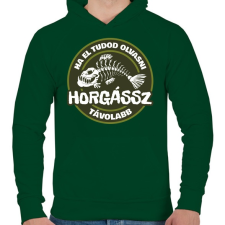 PRINTFASHION Horgássz Távolabb - Férfi kapucnis pulóver - Sötétzöld férfi pulóver, kardigán