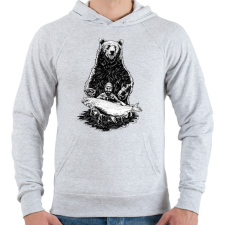 PRINTFASHION Horgász a pácban - Férfi kapucnis pulóver - Sport szürke férfi pulóver, kardigán