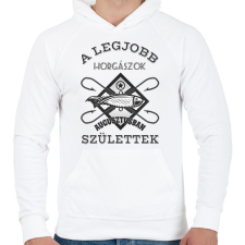 PRINTFASHION Horgász augusztus - Férfi kapucnis pulóver - Fehér férfi pulóver, kardigán