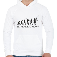 PRINTFASHION Horgász evolúció - Férfi kapucnis pulóver - Fehér férfi pulóver, kardigán