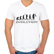 PRINTFASHION Horgász evolúció - Férfi V-nyakú póló - Fehér férfi póló