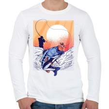 PRINTFASHION Horgász - Férfi hosszú ujjú póló - Fehér férfi póló