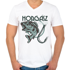 PRINTFASHION horgász - Férfi V-nyakú póló - Fehér férfi póló