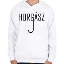 PRINTFASHION Horgász - Gyerek kapucnis pulóver - Fehér gyerek pulóver, kardigán