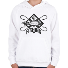 PRINTFASHION horgász - Gyerek kapucnis pulóver - Fehér gyerek pulóver, kardigán