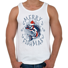 PRINTFASHION Horgász karácsony - Férfi atléta - Fehér