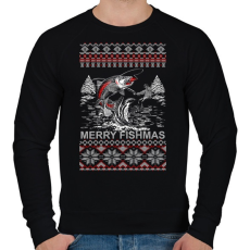 PRINTFASHION Horgász karácsony - Férfi pulóver - Fekete