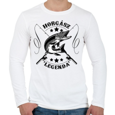 PRINTFASHION Horgász legenda - Férfi hosszú ujjú póló - Fehér