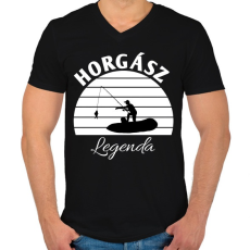 PRINTFASHION Horgász legenda  - Férfi V-nyakú póló - Fekete
