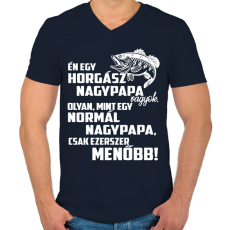PRINTFASHION Horgász nagypapa - Férfi V-nyakú póló - Sötétkék