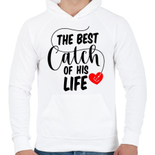 PRINTFASHION Horgász páros - a legjobb fogás - Férfi kapucnis pulóver - Fehér női pulóver, kardigán