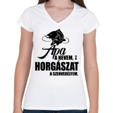 PRINTFASHION Horgász szenvedély - Női V-nyakú póló - Fehér női póló